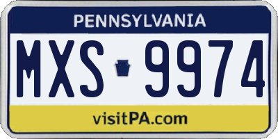PA license plate MXS9974