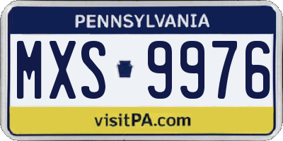 PA license plate MXS9976