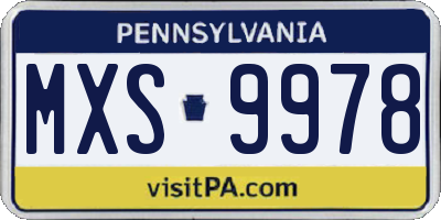 PA license plate MXS9978