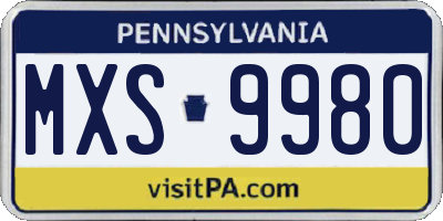 PA license plate MXS9980