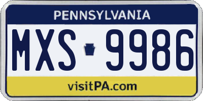 PA license plate MXS9986