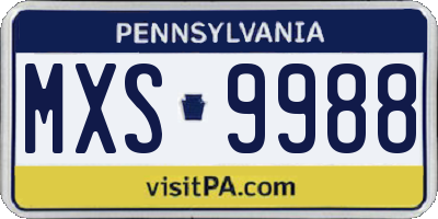 PA license plate MXS9988