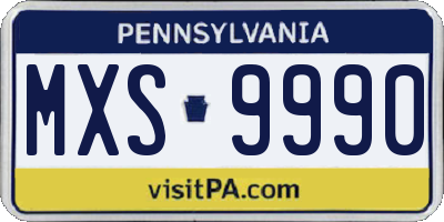 PA license plate MXS9990
