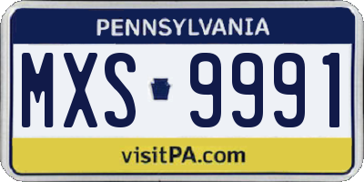 PA license plate MXS9991