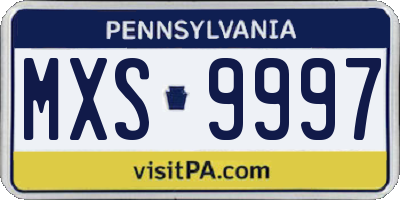 PA license plate MXS9997