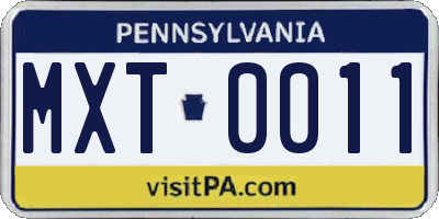 PA license plate MXT0011