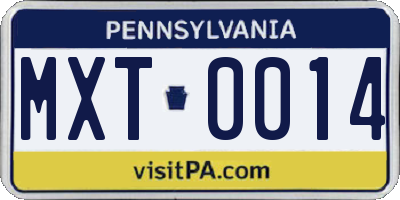 PA license plate MXT0014