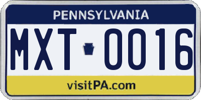 PA license plate MXT0016