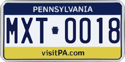 PA license plate MXT0018