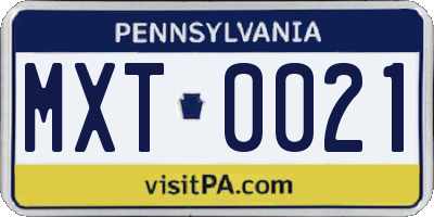 PA license plate MXT0021