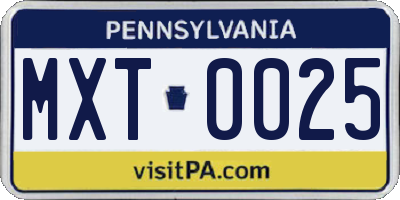 PA license plate MXT0025