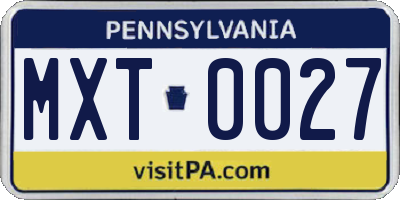 PA license plate MXT0027