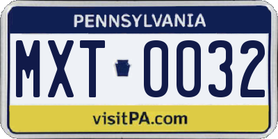 PA license plate MXT0032