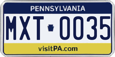 PA license plate MXT0035