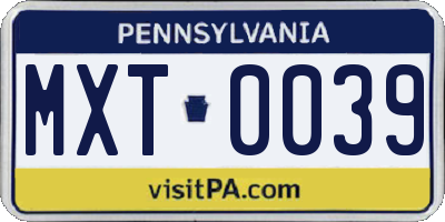 PA license plate MXT0039