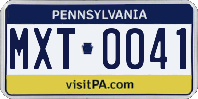 PA license plate MXT0041