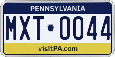 PA license plate MXT0044