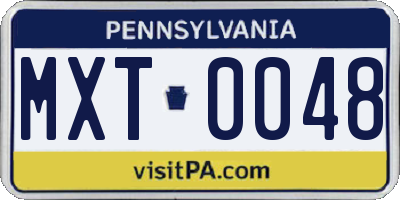 PA license plate MXT0048