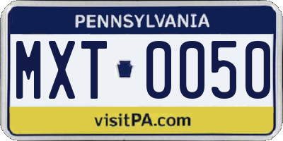 PA license plate MXT0050
