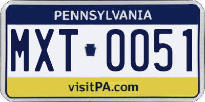 PA license plate MXT0051