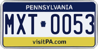 PA license plate MXT0053