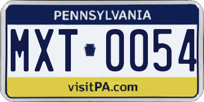 PA license plate MXT0054
