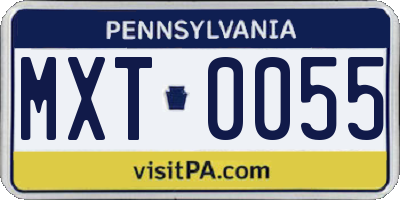 PA license plate MXT0055