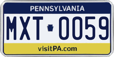 PA license plate MXT0059