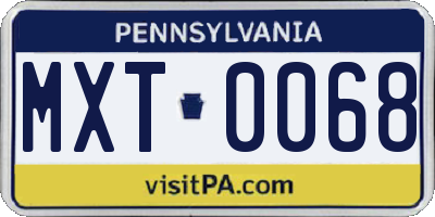 PA license plate MXT0068