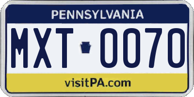 PA license plate MXT0070