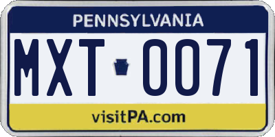 PA license plate MXT0071