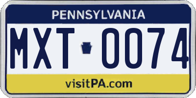 PA license plate MXT0074