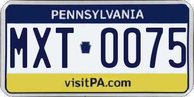 PA license plate MXT0075