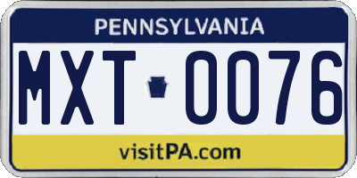 PA license plate MXT0076