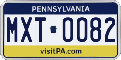 PA license plate MXT0082