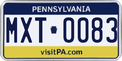 PA license plate MXT0083