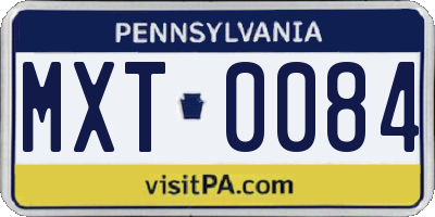 PA license plate MXT0084