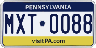 PA license plate MXT0088
