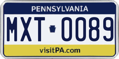 PA license plate MXT0089