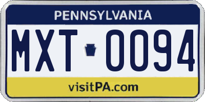 PA license plate MXT0094