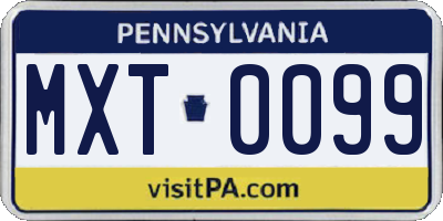 PA license plate MXT0099