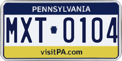 PA license plate MXT0104