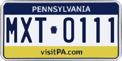 PA license plate MXT0111