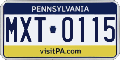 PA license plate MXT0115
