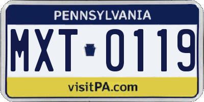 PA license plate MXT0119