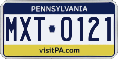 PA license plate MXT0121