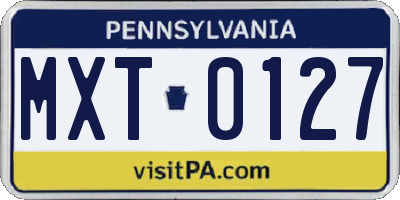 PA license plate MXT0127