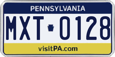 PA license plate MXT0128