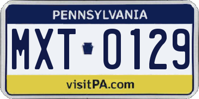 PA license plate MXT0129