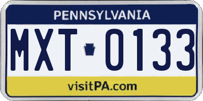 PA license plate MXT0133
